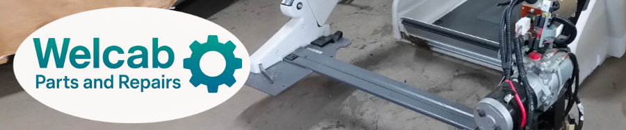 Welcab Parts and Repairs logo with a mechanical component on a concrete floor.