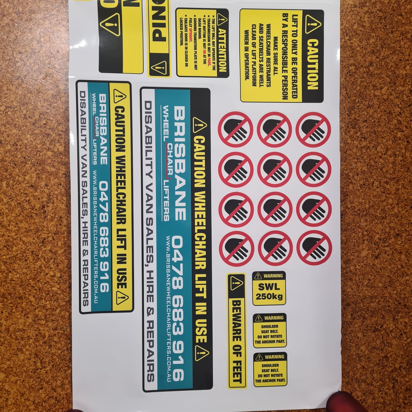 Toyota Hiace Welcab Safety Stickers